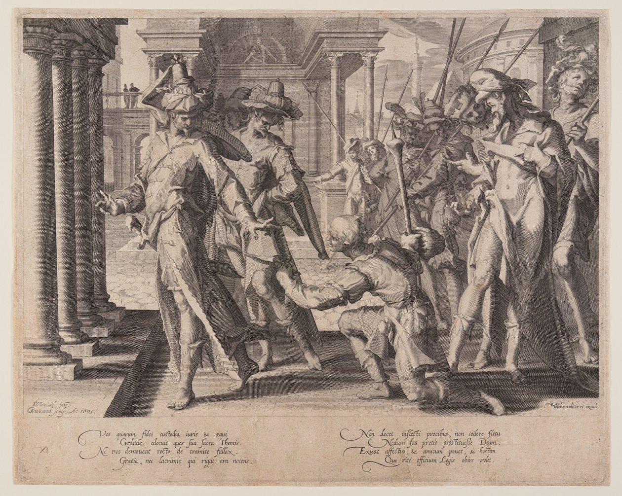 Allegoria della giustizia, tavola 11 da Troni di giustizia (Thronus Iustitiae) da Willem van Swanenburgh