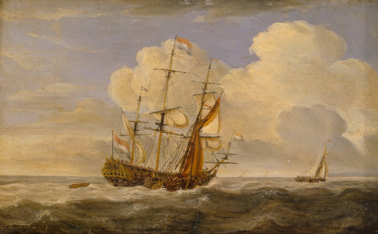 Una nave ammiraglia olandese al vento, fine XVII secolo - inizio XVIII secolo da Willem van de II (follower of) Velde