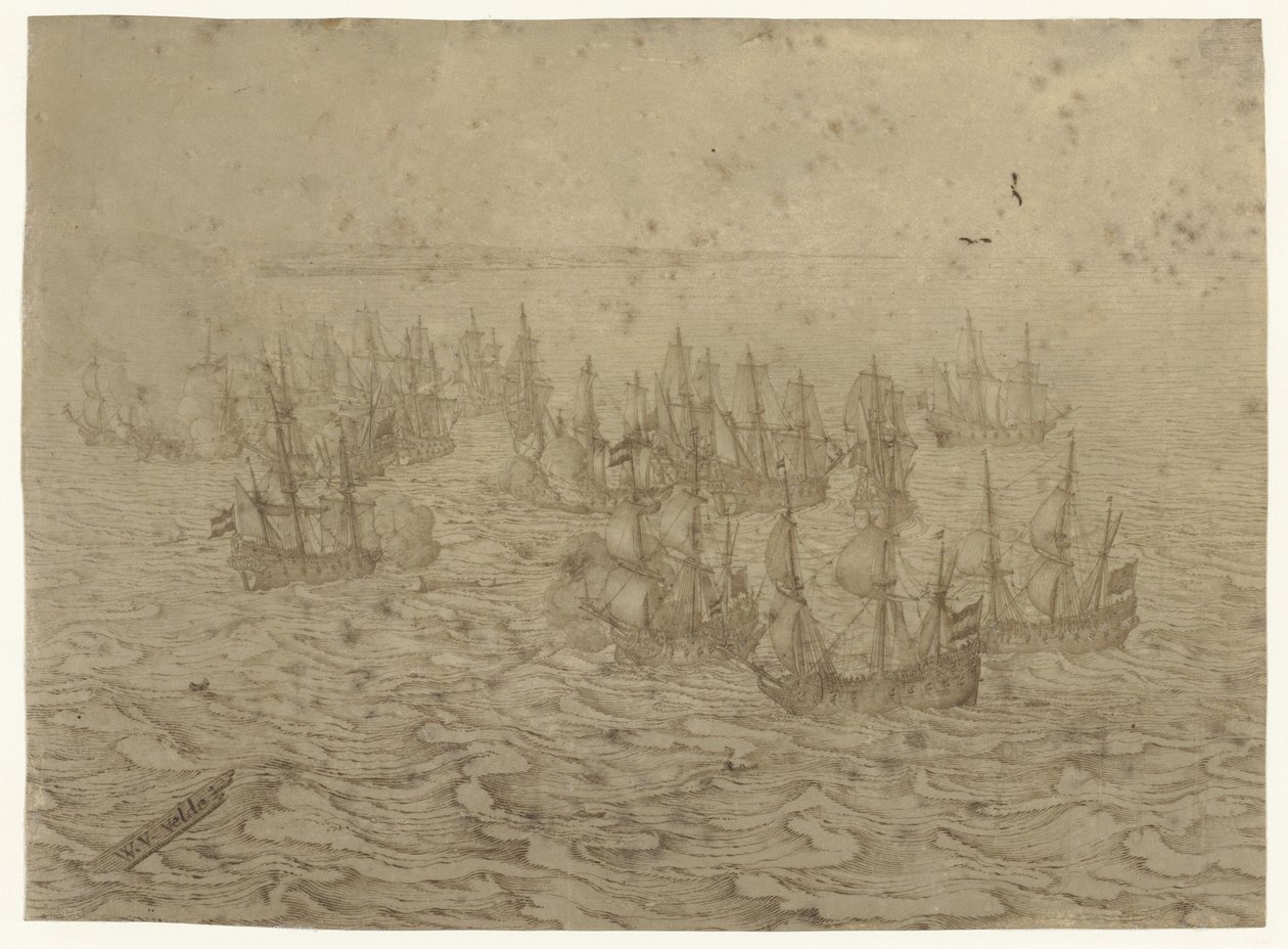Battaglia navale davanti a una costa da Willem van de Velde (I) (possibly)