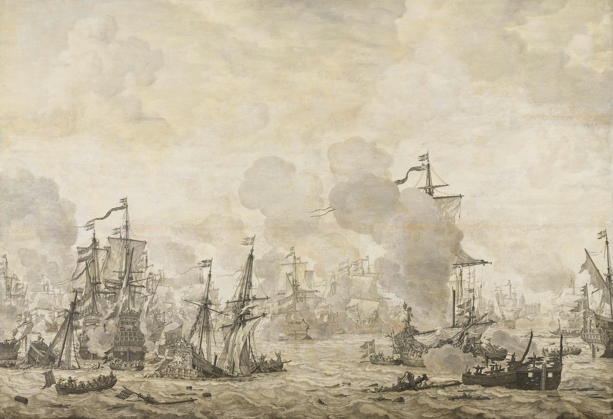 Episodio della battaglia tra le flotte olandesi e svedesi nello Stretto, 8 novembre 1658 da Willem van de Velde (I)