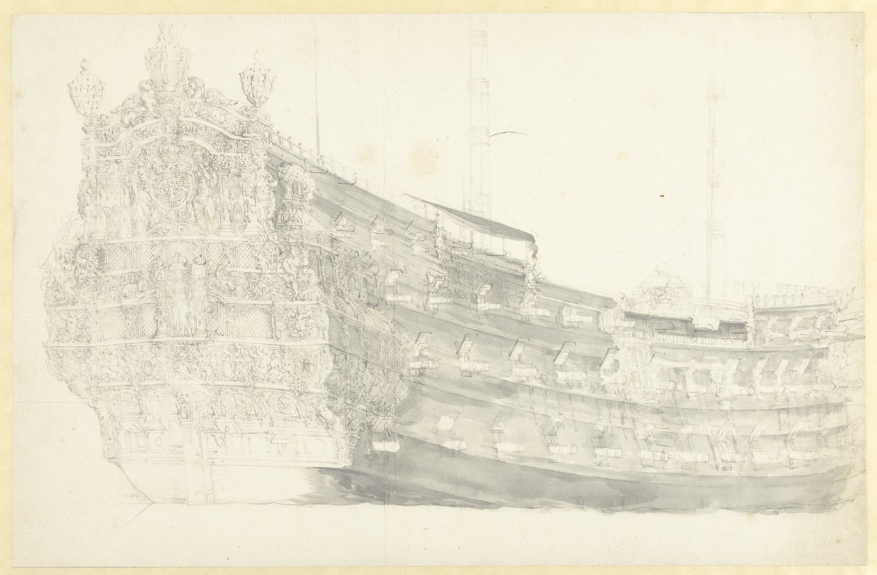 Ritratto di una nave inglese (fantastica?) con Giustizia sulla poppa da Willem van de Velde (I)
