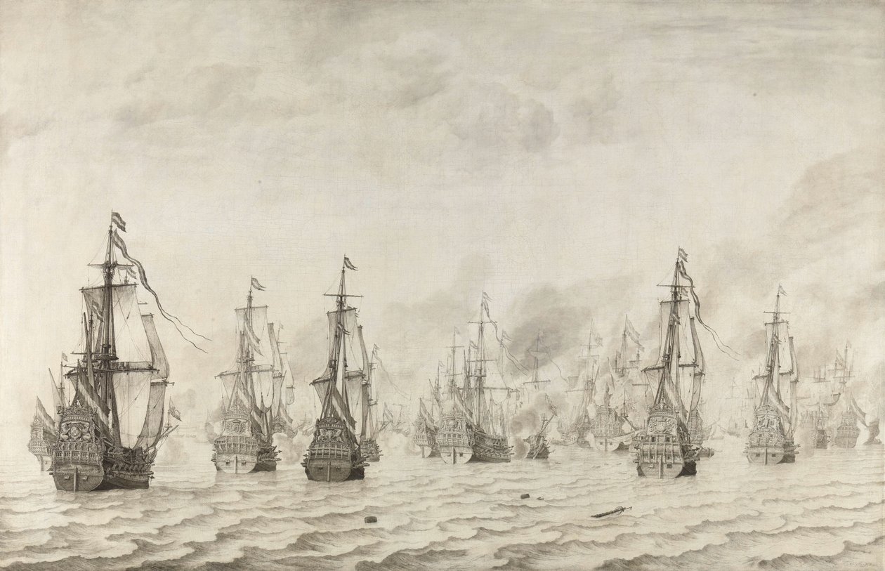 La battaglia di Dunkerque La battaglia navale contro gli spagnoli vicino a Dunkerque, 18 febbraio 1639 da Willem van de Velde (I)