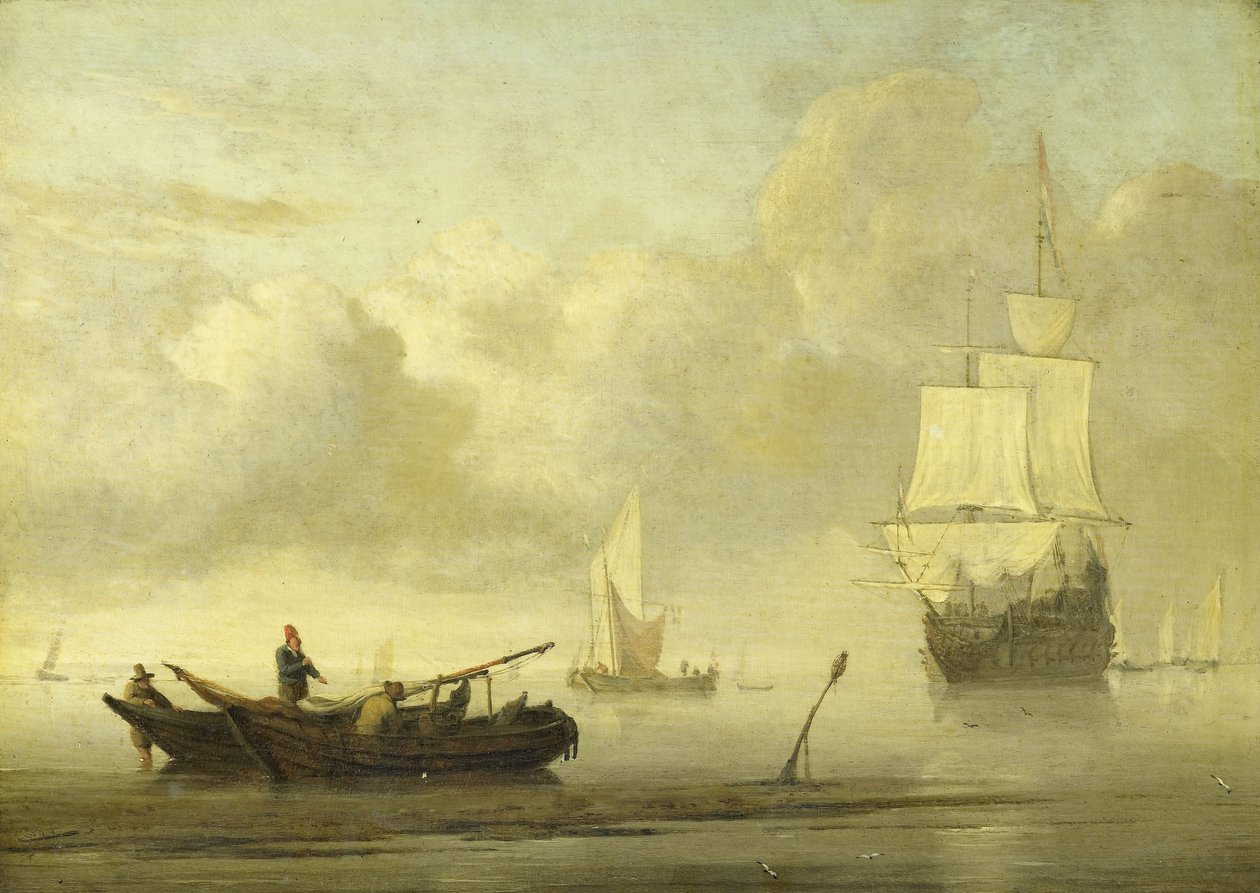 Navi vicino alla costa durante la calma da Willem van de Velde (II)