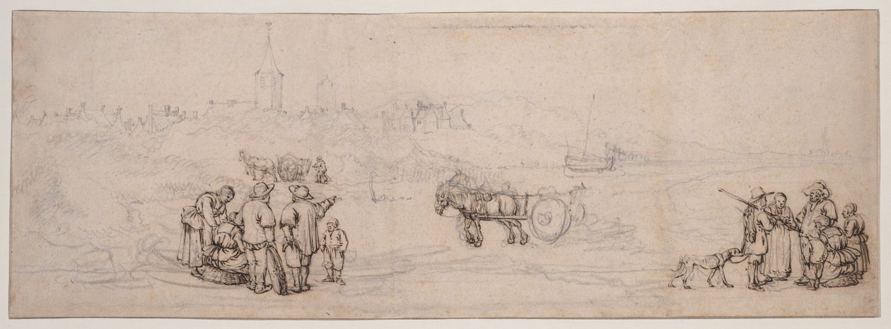 Scena di dune con figure di contadini da Willem van de Velde