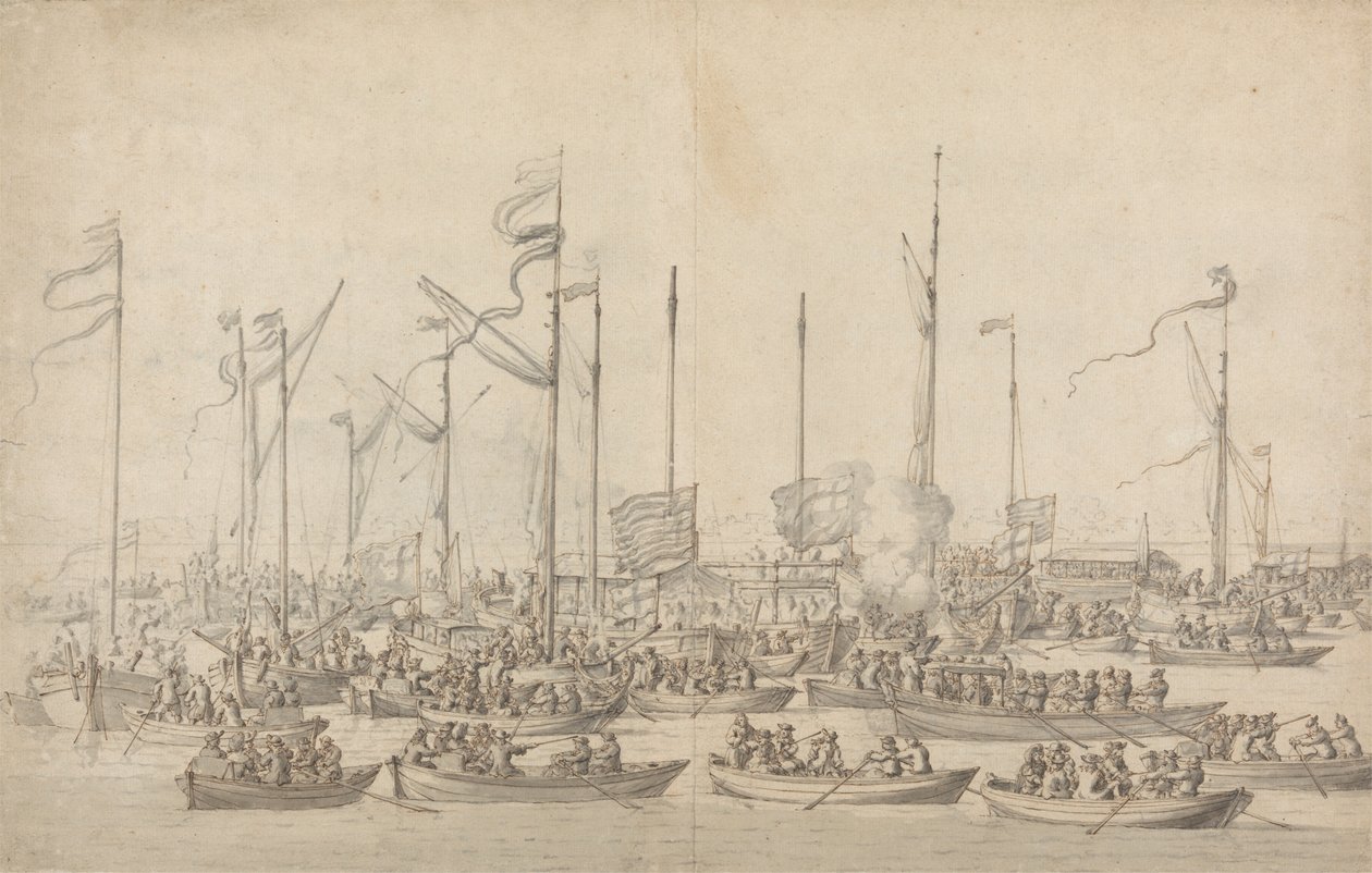Celebrazione sul Tamigi vicino a Whitehall da Willem van de Velde the Elder