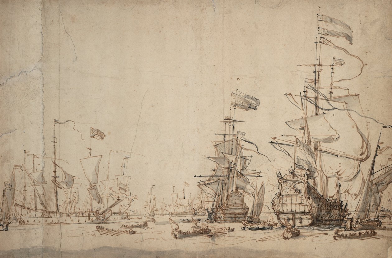 Un consiglio di guerra nella flotta olandese? Maggio 1665 da Willem van de Velde the Younger
