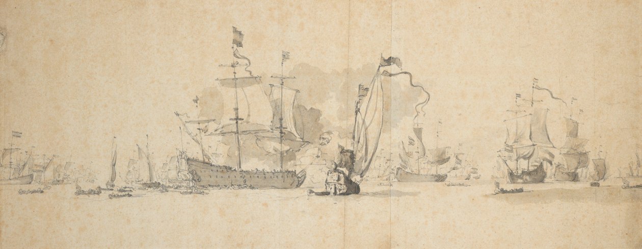 Un consiglio di guerra nella flotta olandese, maggio 1665?, c.1665 da Willem van de Velde the Younger