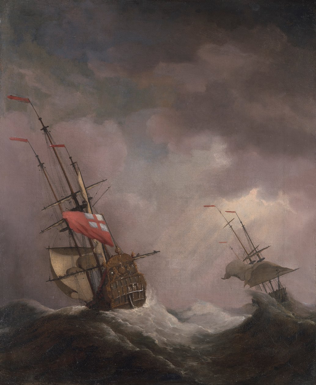 Una nave inglese in mare durante una tempesta da Willem van de Velde the Younger