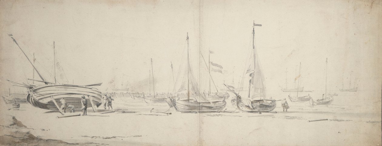 Pinks e weyshuits tirati a riva, c.1665 da Willem van de Velde the Younger
