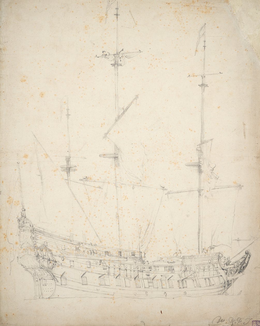 Ritratto di un due ponti olandese, c.1655 da Willem van de Velde the Younger