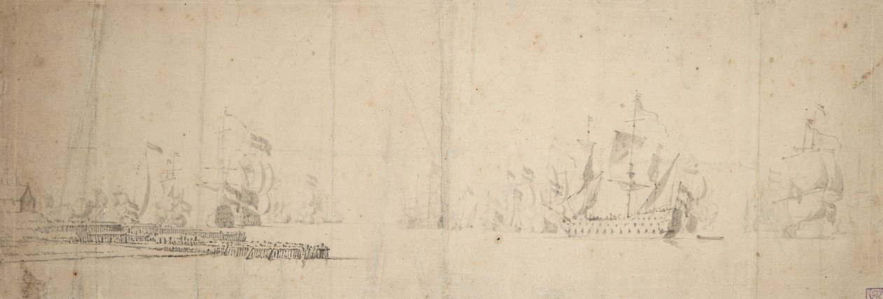 Una flotta olandese in partenza da un molo da Willem van de the Elder Velde