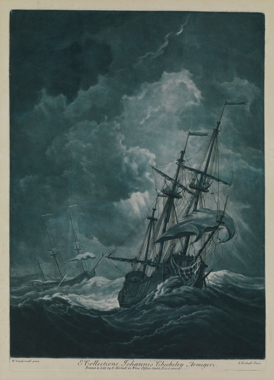 Una nave in tempesta da Willem van de the Elder Velde