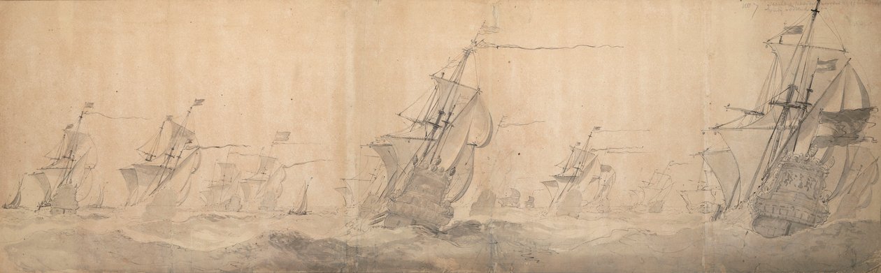 La flotta olandese lungo la costa delle Isole Frisone Settentrionali, 19 ottobre 1658 da Willem van de the Elder Velde