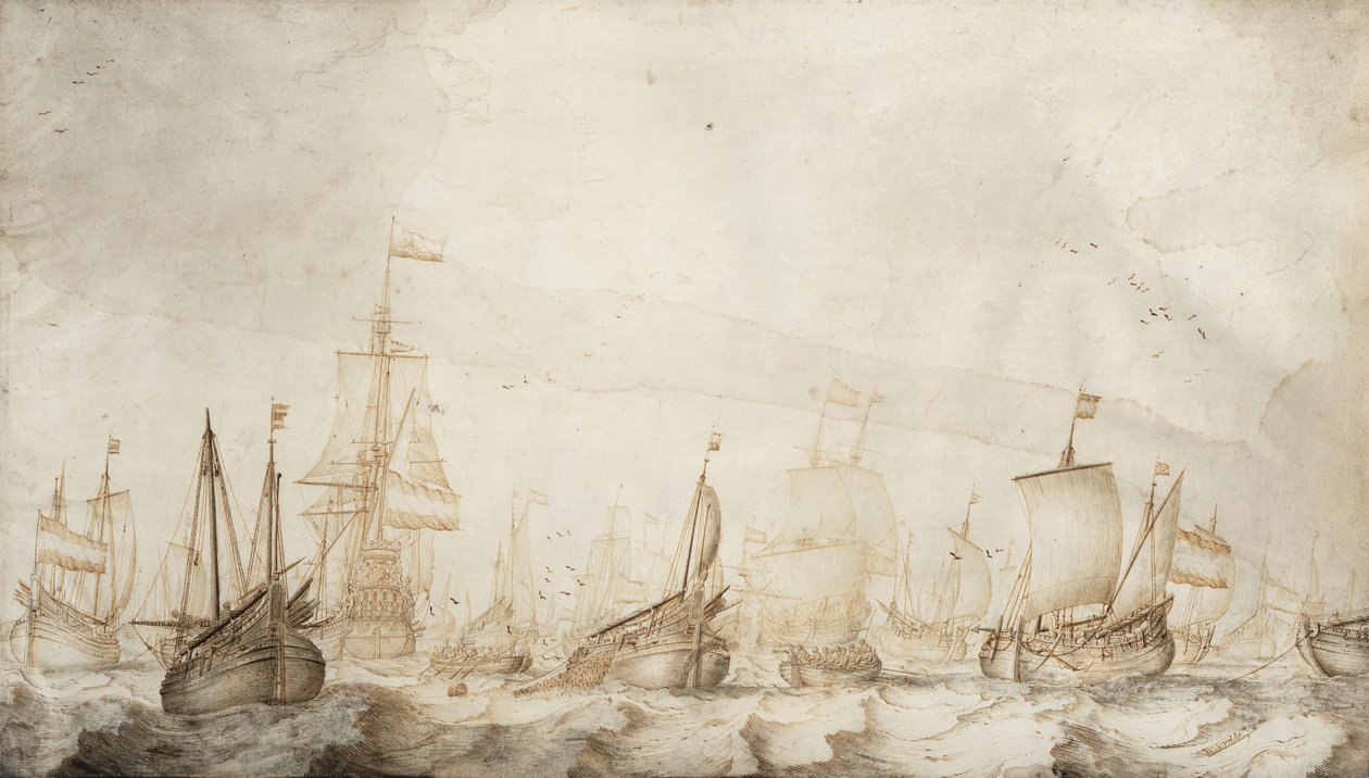 Pescherecci olandesi di aringhe nel Mare del Nord da Willem van de the Elder Velde