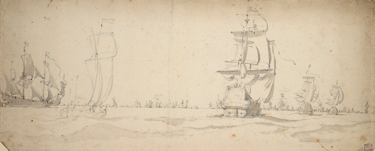 Navi olandesi che corrono verso la flotta principale, maggio? 1672, c.1672 da Willem van de the Elder Velde