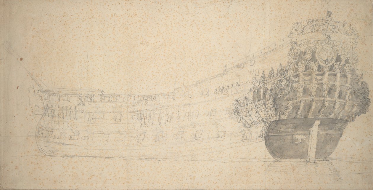 Ritratto di un due ponti francese. Costruito in Olanda 1666-67, c.1667 da Willem van de the Elder Velde
