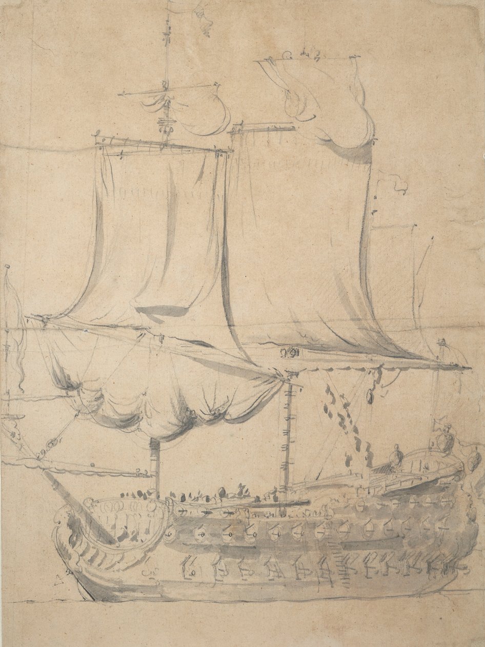 Ritratto di una nave inglese di terza classe, c.1685 da Willem van de the Elder Velde