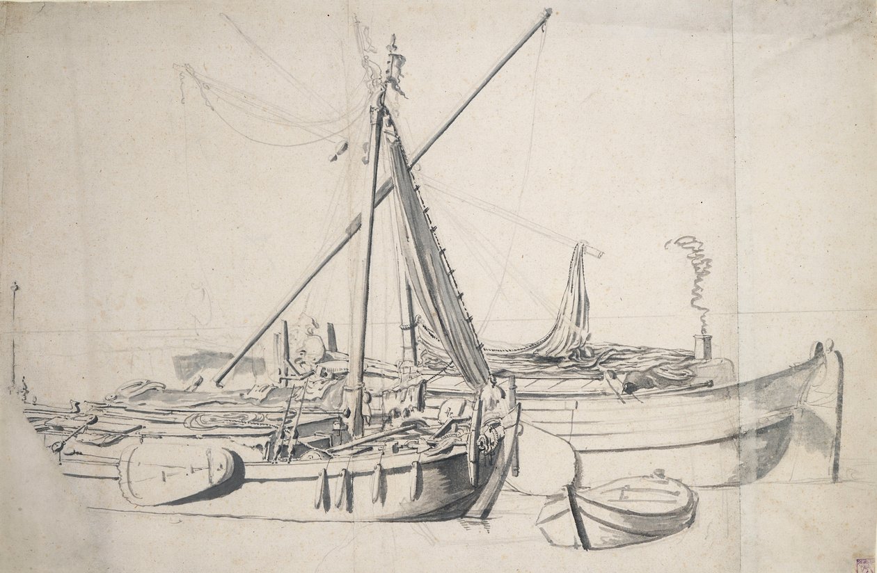 Studio di un damlooper e di uno smalschip affiancati, c.1665 da Willem van de the Elder Velde
