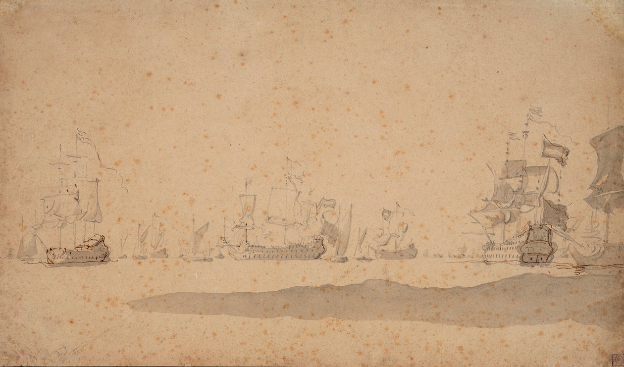 La flotta olandese in sosta, probabilmente nel maggio 1672, c.1672 da Willem van de the Elder Velde