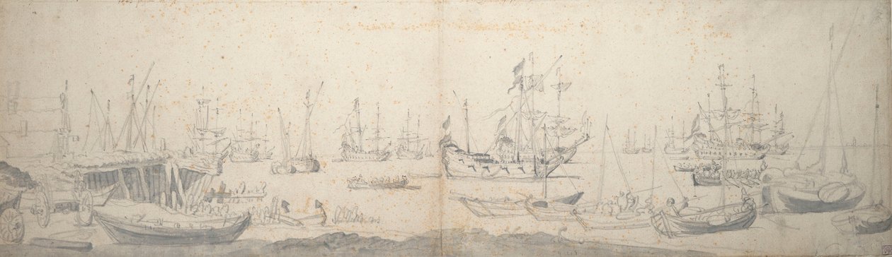Weyschuits, un kaag e navi da guerra olandesi nel Texel da Willem van de the Elder Velde