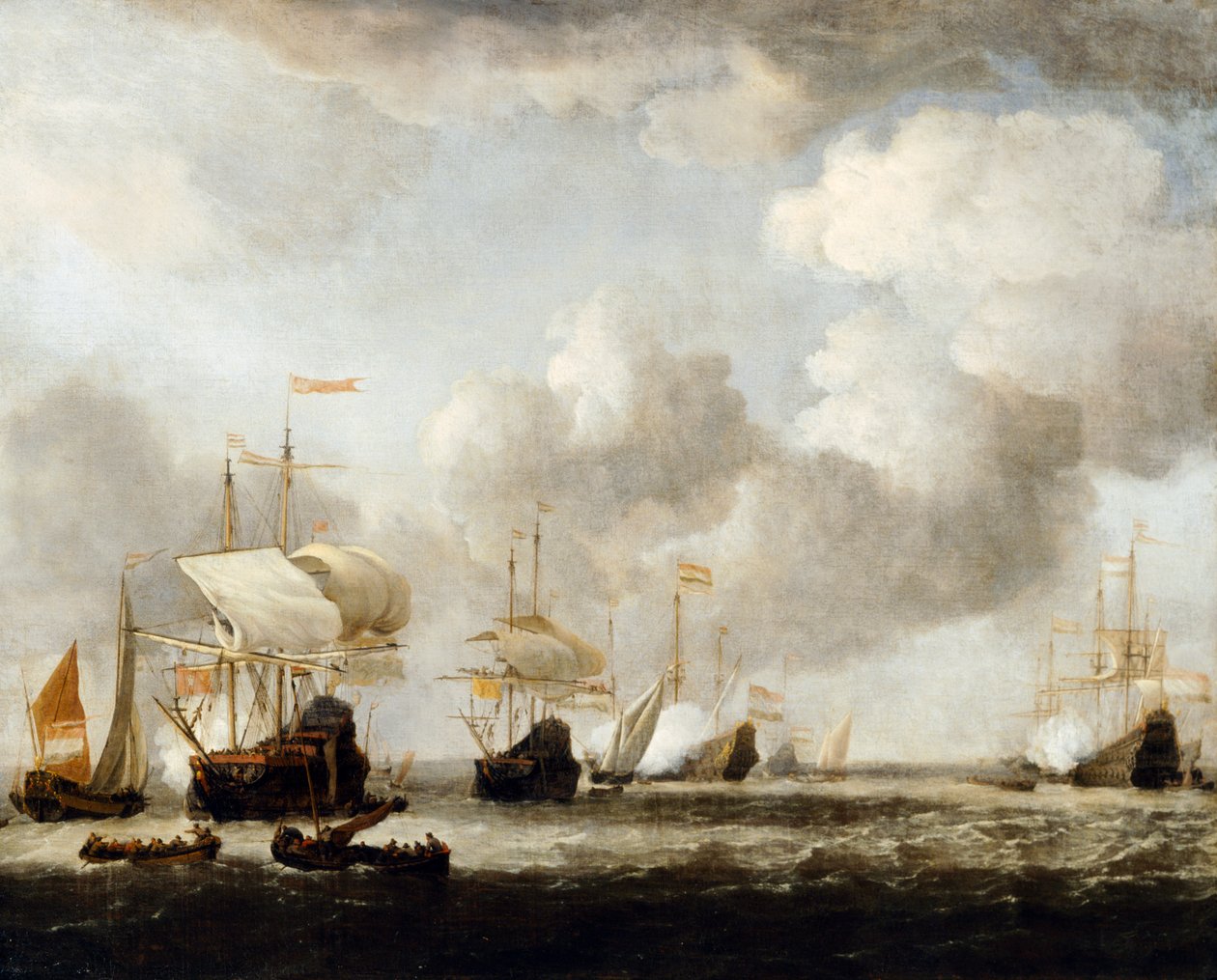 Una flotta olandese che si ancora in una brezza da Willem van de the Younger (attr.to) Velde