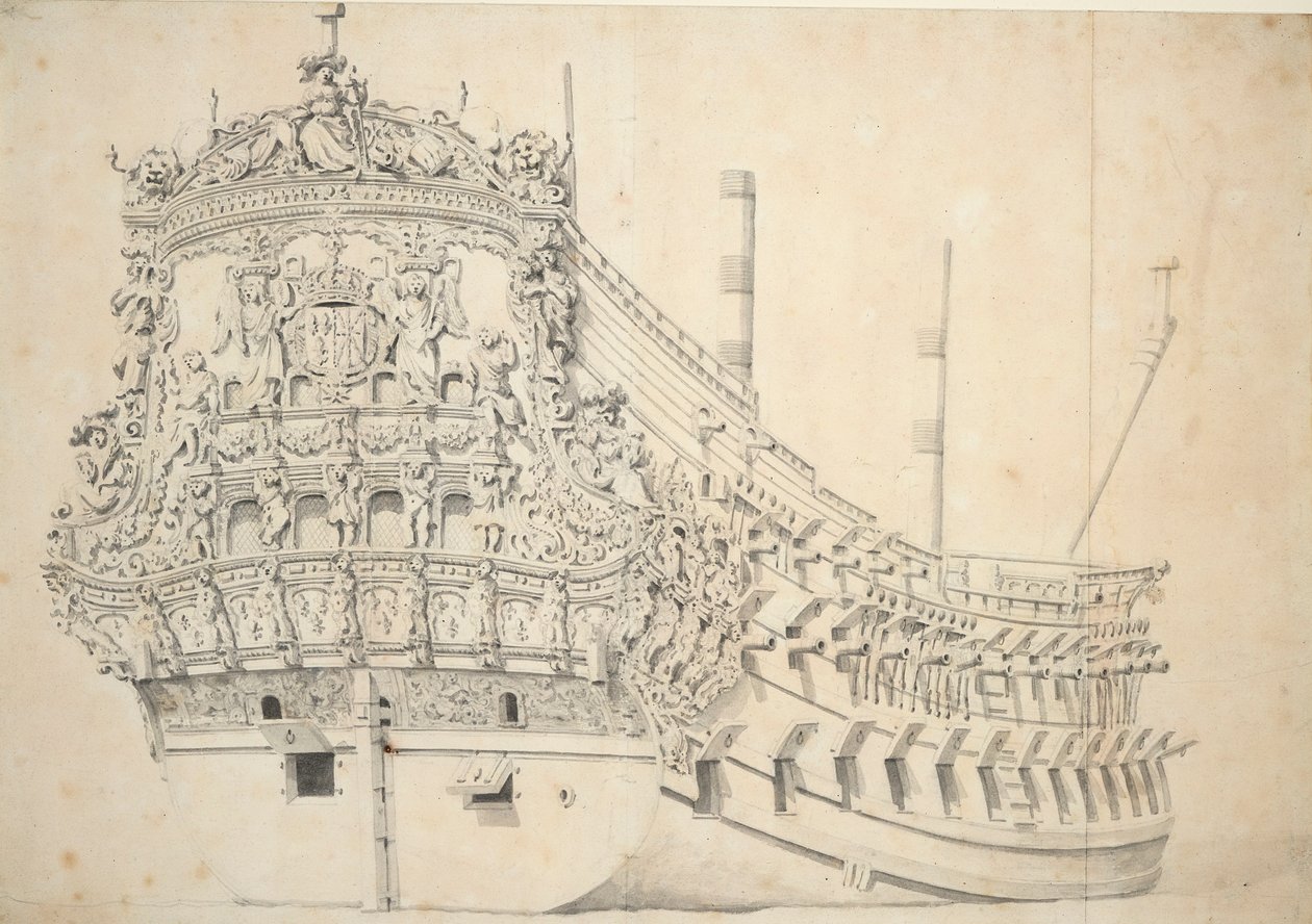 Ritratto di un due ponti francese. Costruito in Olanda 1666-1667, c.1667 da Willem van de Velde the Younger