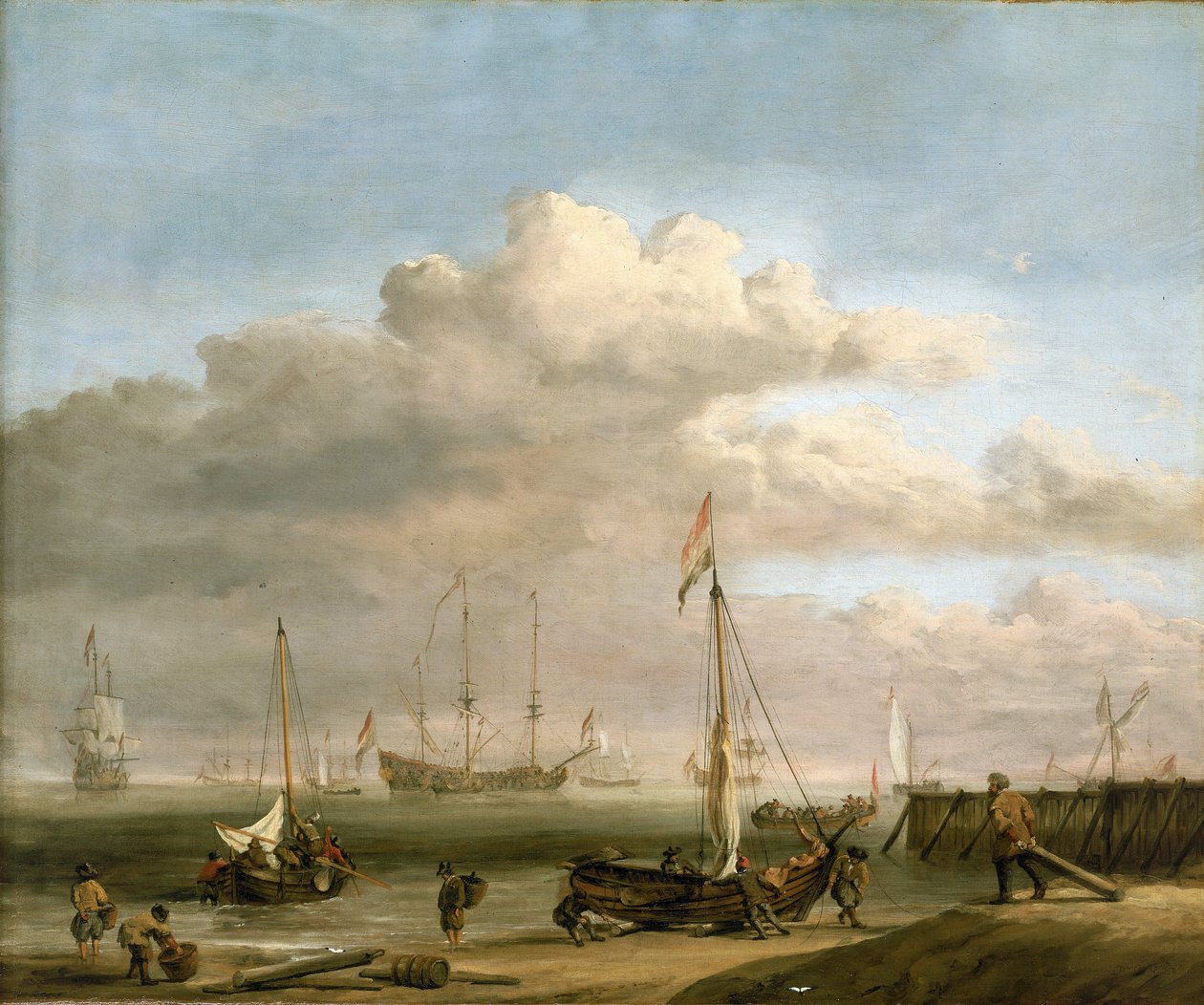 La costa olandese verso Marsdiep e Den Helder, con barche da pesca, circa 1690, di Willem van de Velde (1633-1707) da Willem van de Velde the Younger