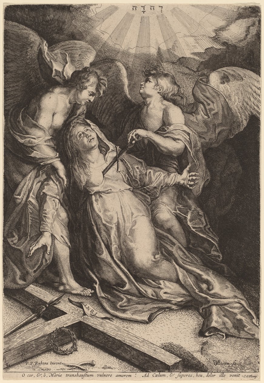 Mater Dolorosa in ginocchio, sostenuta da due angeli da Willem van der Leeuw after Sir Peter Paul Rubens