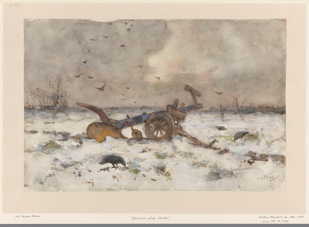 Aratro su campo innevato da Willem van der Nat