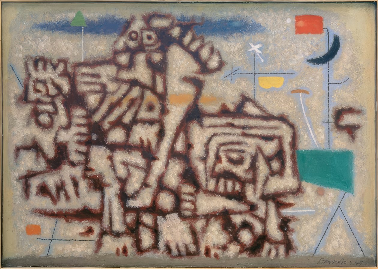 Due ere (variante su blu) da Willi Baumeister