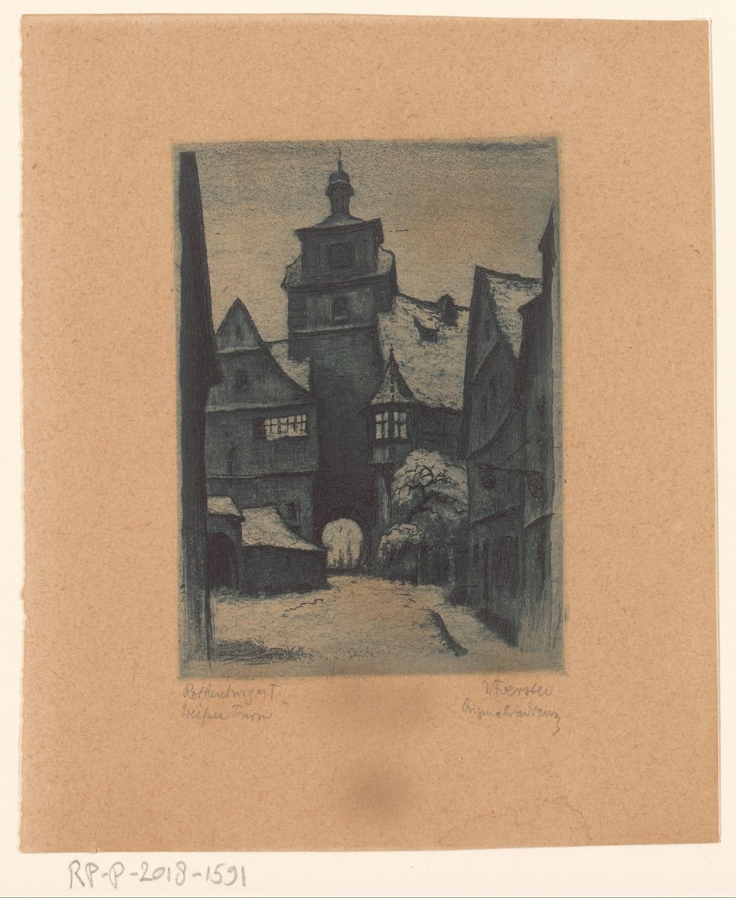 Vista della Weisserturm, a Rothenburg ob der Tauber da Willi Foerster (signed by artist)