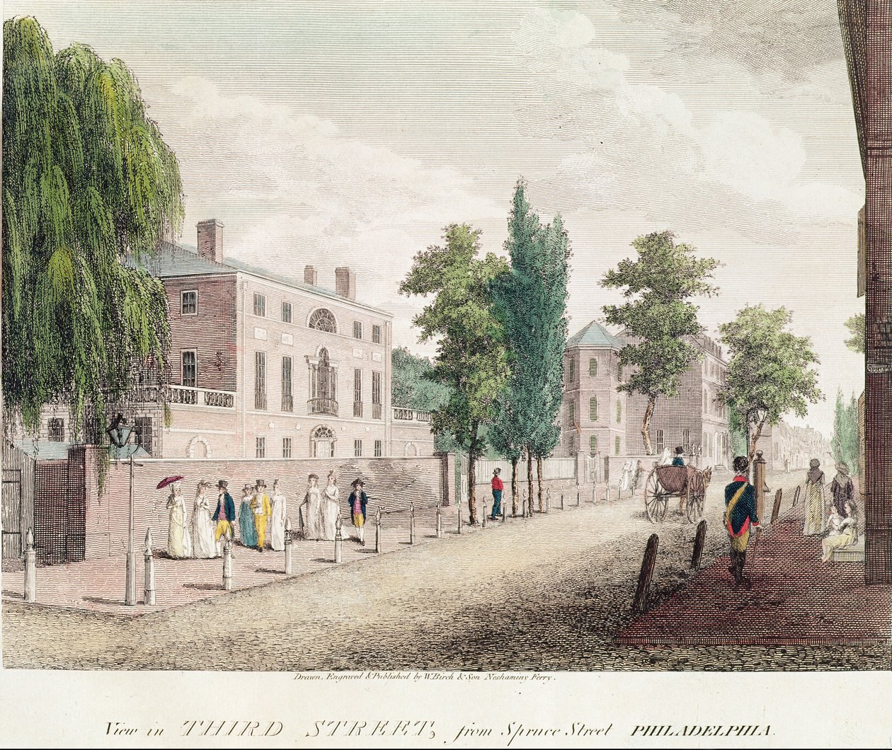 Vista della 3rd Street da Spruce Street, Philadelphia da William and Son Birch