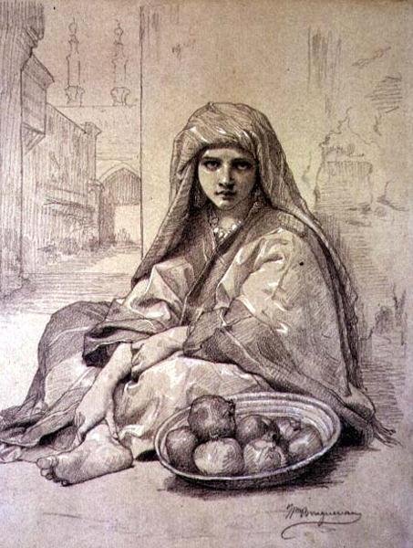 Ragazza algerina che vende melograni da William Adolphe Bouguereau