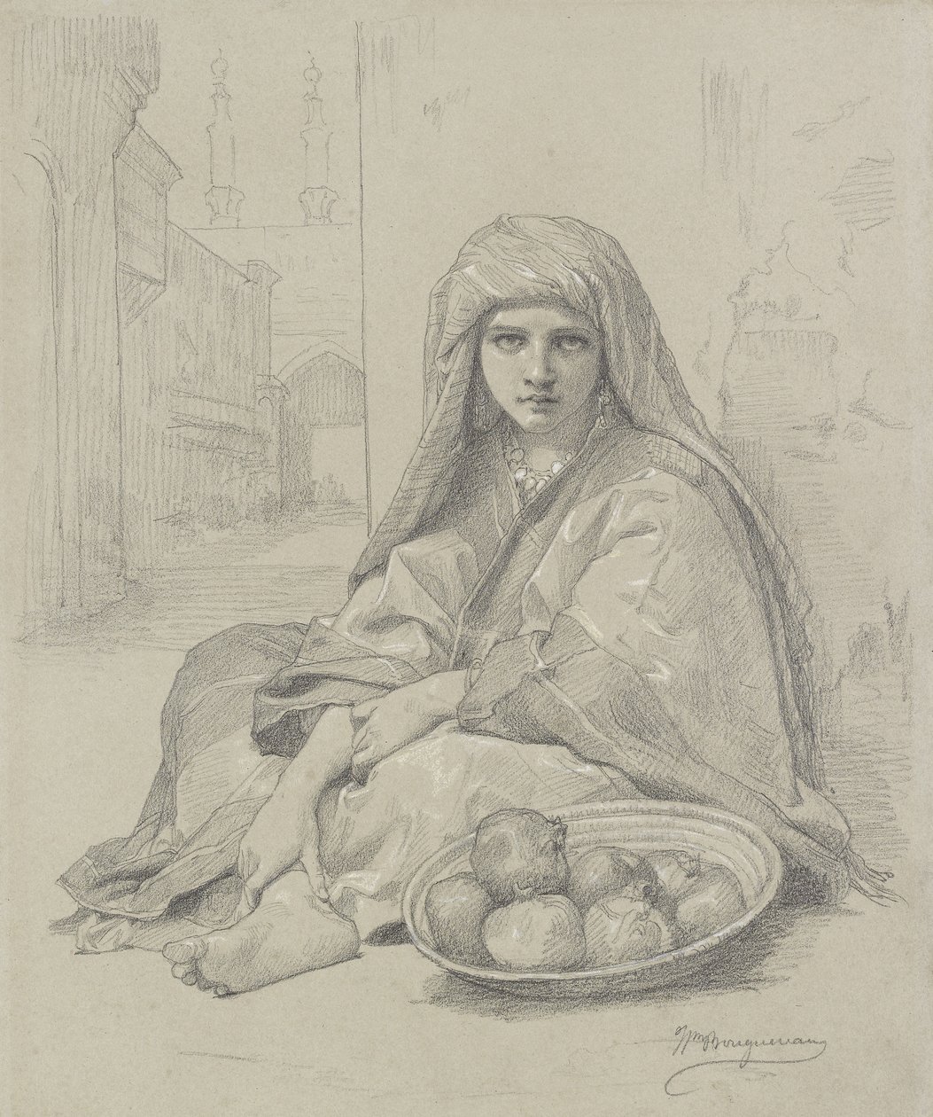 Ragazza algerina che vende melograni, XIX secolo da William Adolphe Bouguereau