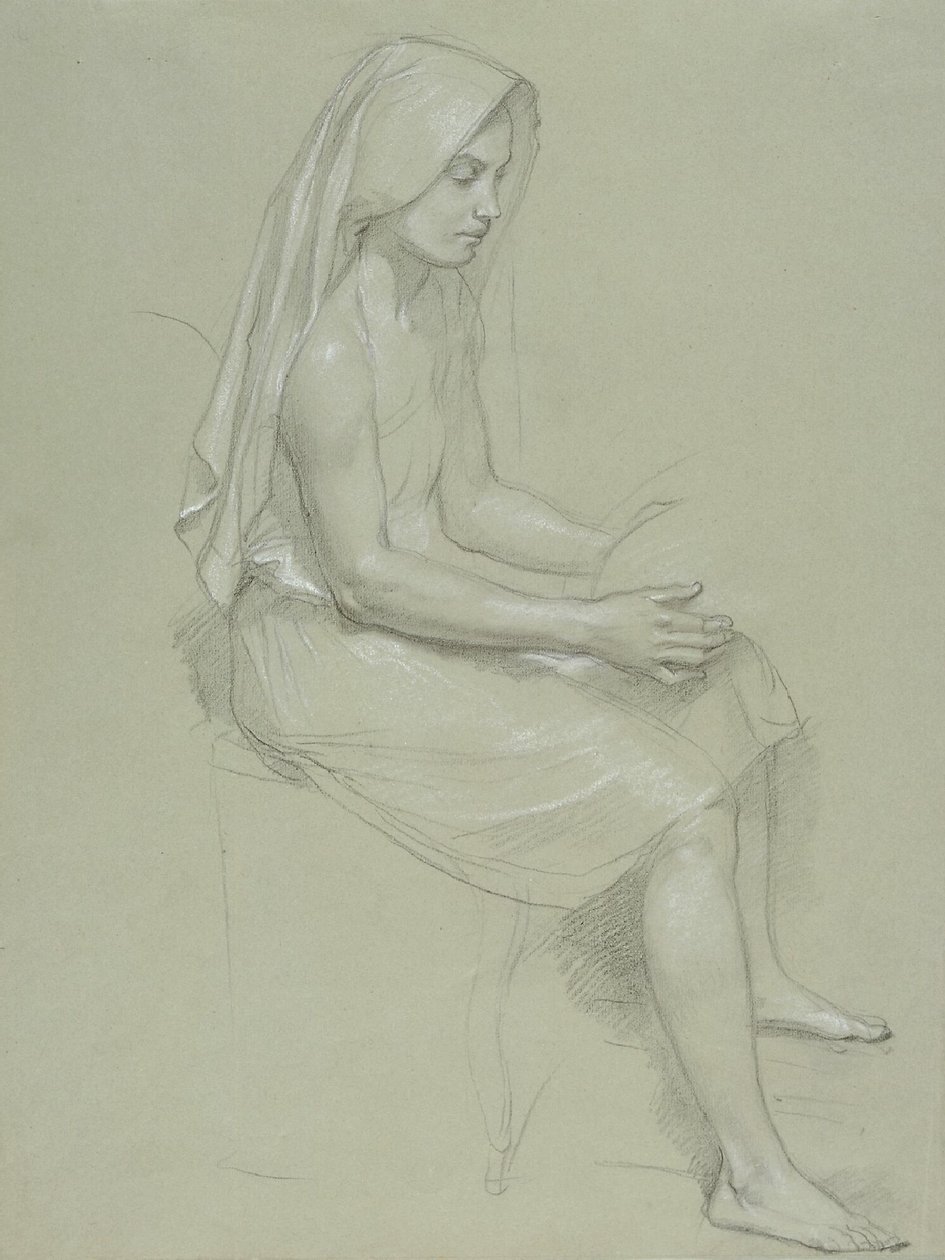 Studio di una figura femminile velata seduta (XIX secolo) da William Adolphe Bouguereau