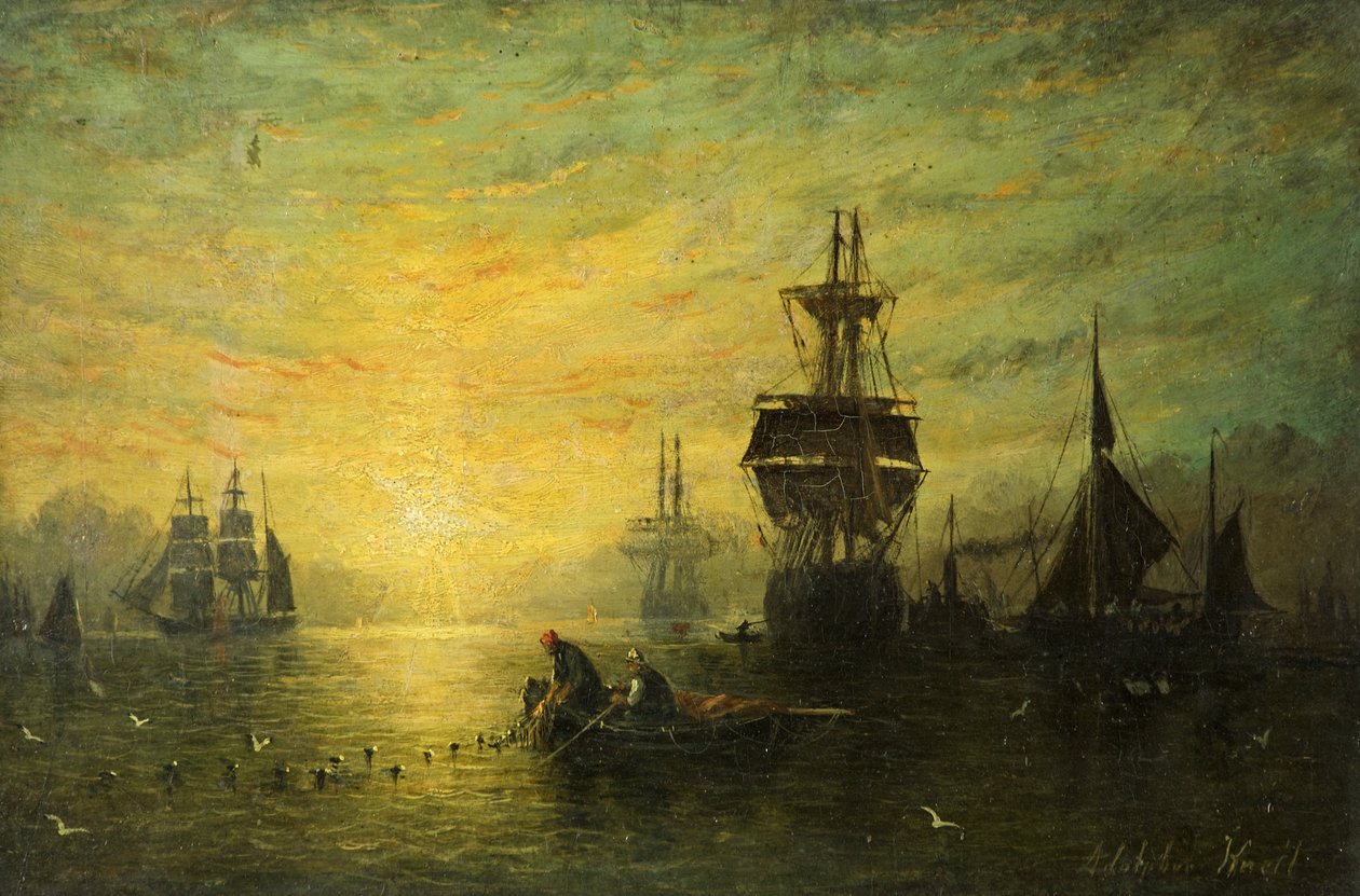Tramonto con Barche, 1875 da William Adolphus Knell