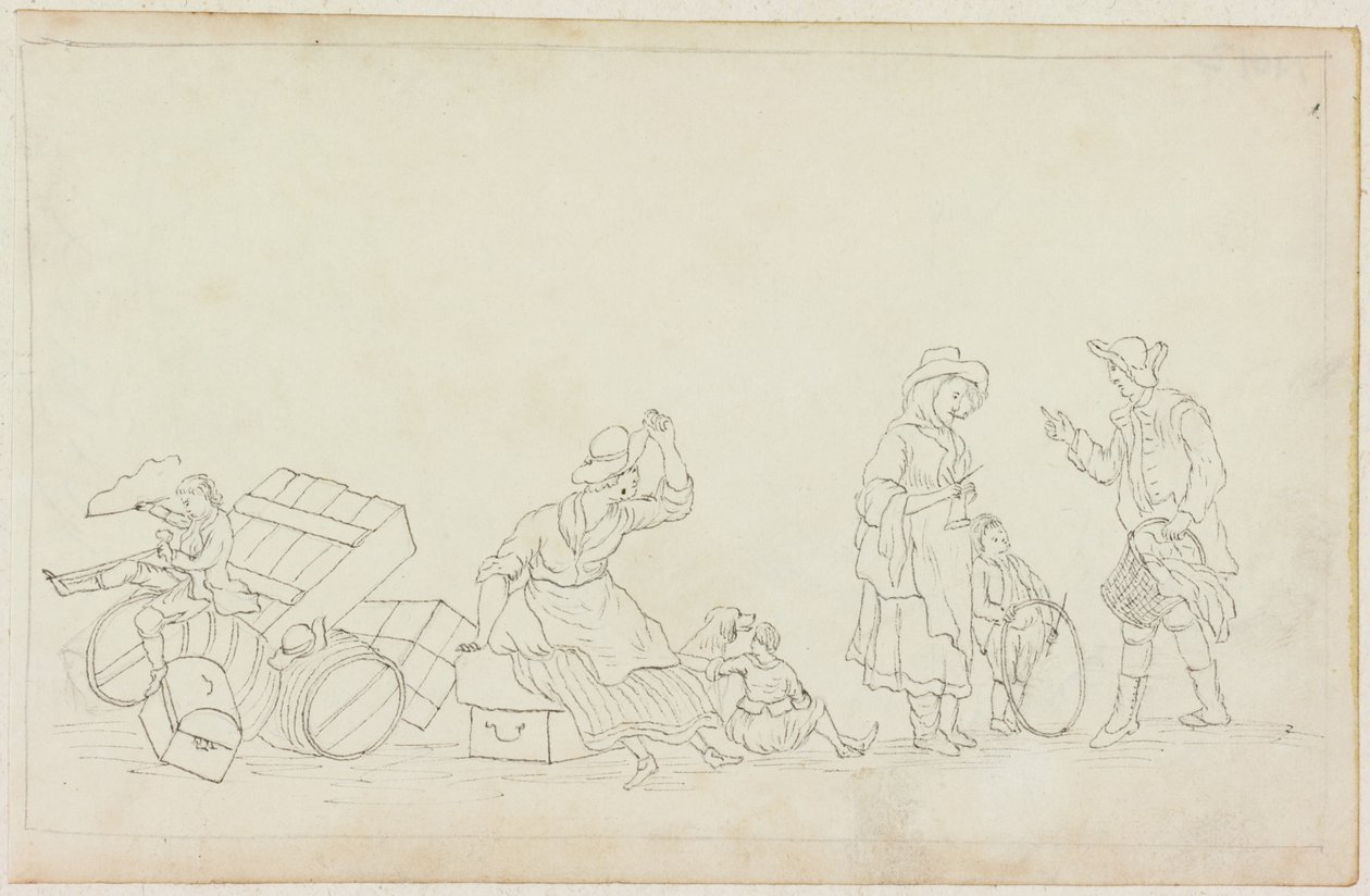 Donna che fuma, bambini, uomo e donna da William Beilby