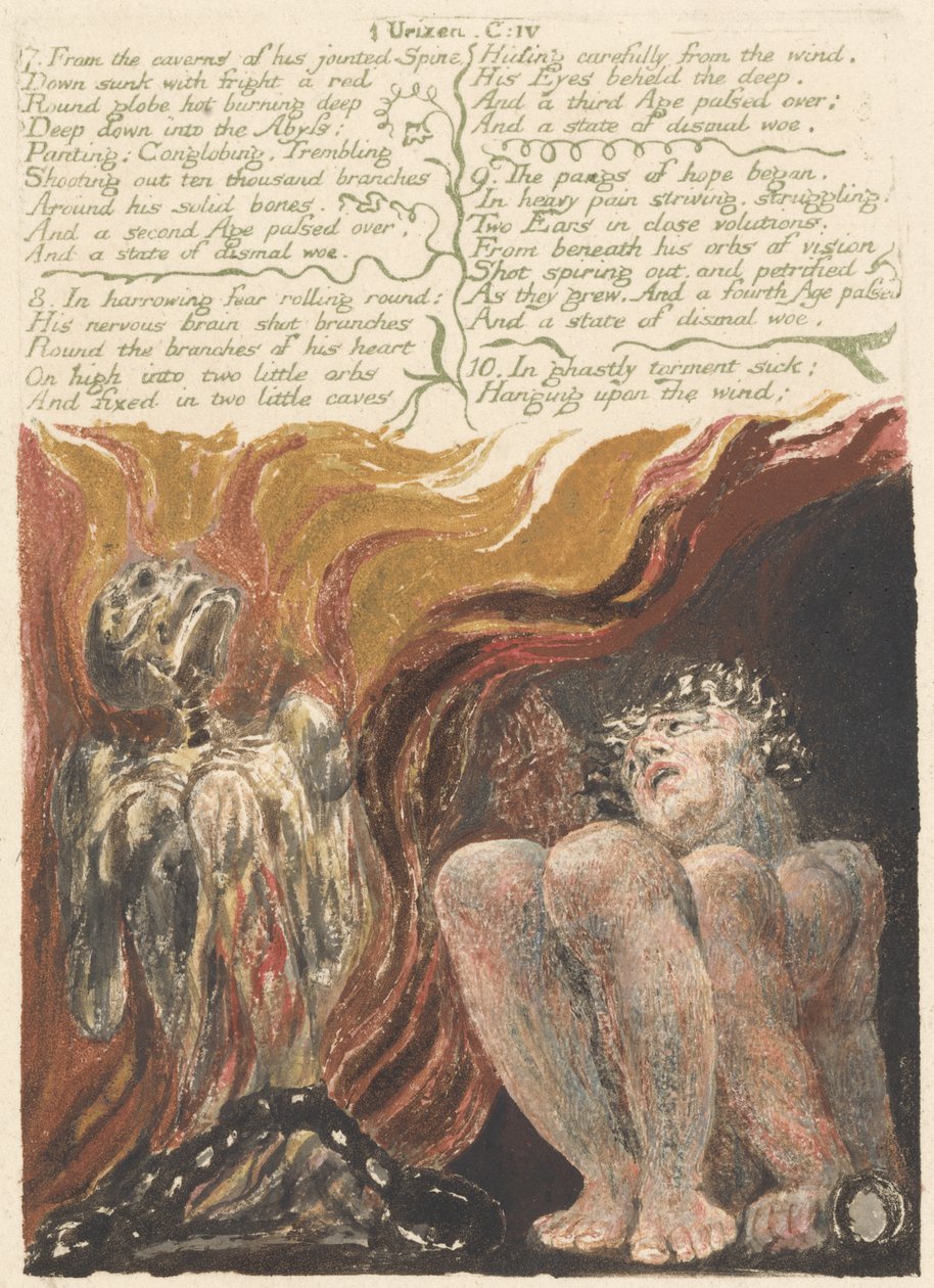 7. Dalle caverne della sua spina dorsale articolata..., tavola 14 da Il primo libro di Urizen, 1794 da William Blake