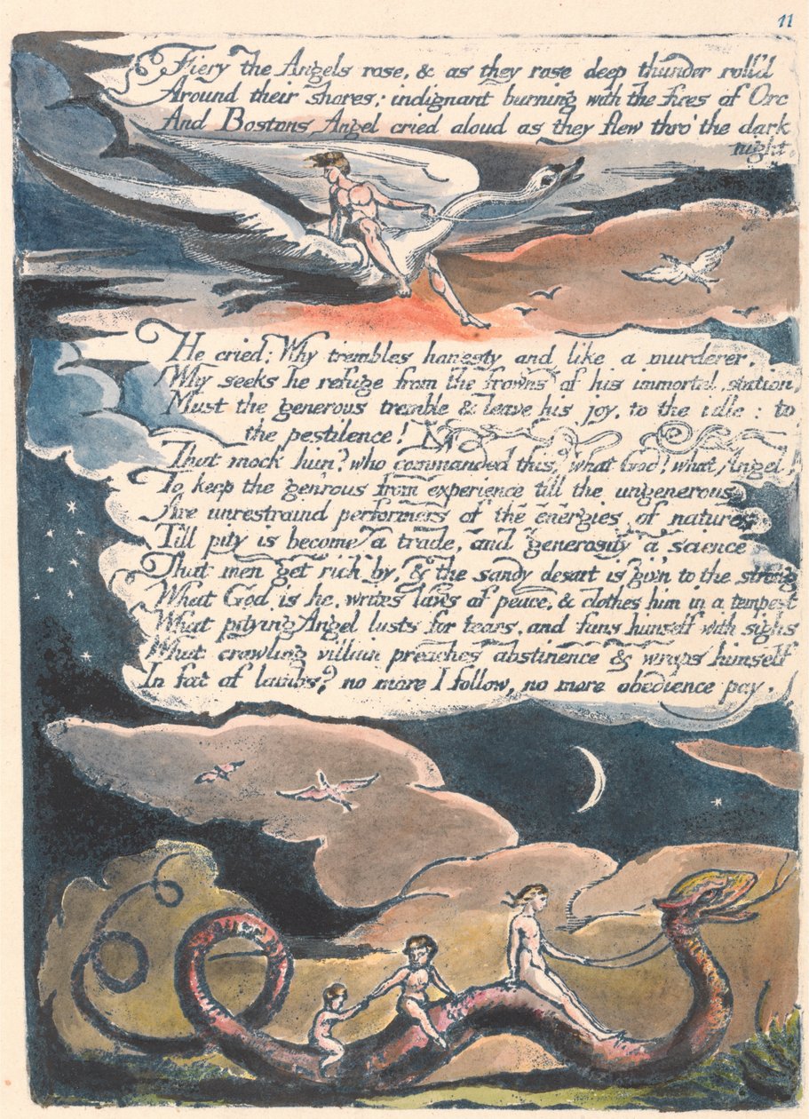America. Una profezia, Tavola 13, Gli angeli si alzarono infuocati... da William Blake