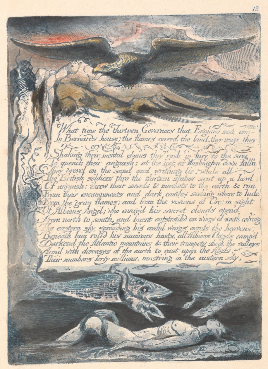 America. Una profezia, Tavola 15, Quando i tredici governatori... da William Blake
