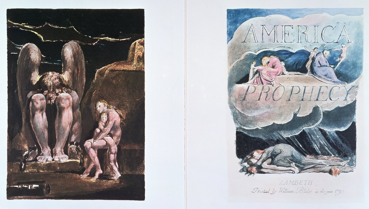 America una profezia: frontespizio e pagina del titolo che raffigurano Orc, l