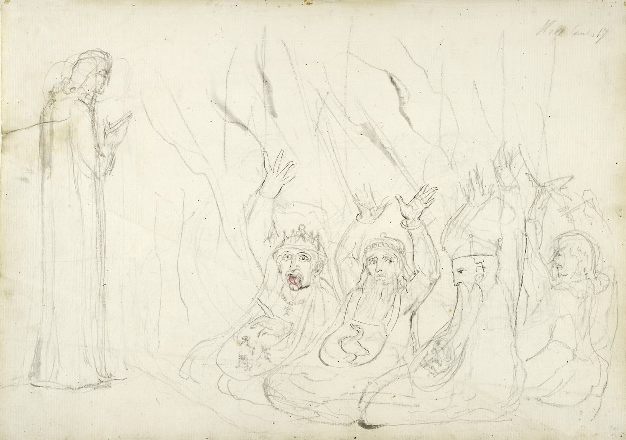 Dante e gli Usurai, illustrazione alla Divina Commedia di Dante Alighieri, 1824-27 da William Blake