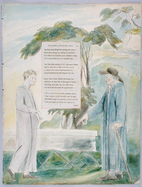 Elegia scritta in un cimitero di campagna, design 113 da Le poesie di Thomas Gray, 1797-98 da William Blake