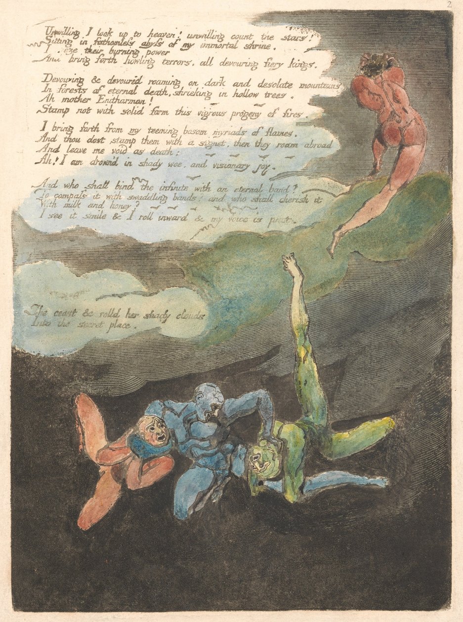 Europa. Una Profezia, Tavola 4, Non voglio guardare in alto... (Bentley 5) da William Blake