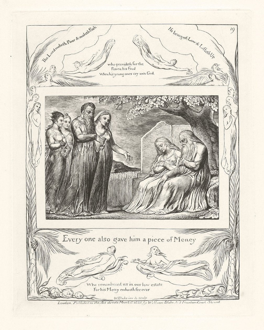 Ognuno gli diede anche un pezzo di denaro, 1825 da William Blake