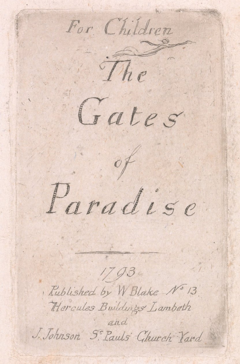 Per Bambini. Le Porte del Paradiso, Tavola 2, Pagina del Titolo da William Blake