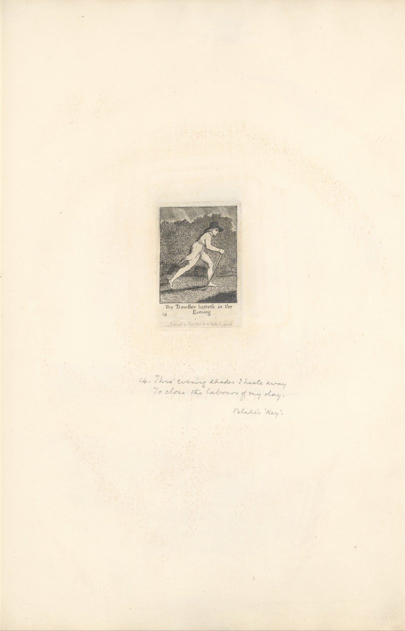 Per i Sessi - Le Porte del Paradiso, Tavola 16, Il Viaggiatore si affretta nella Sera da William Blake