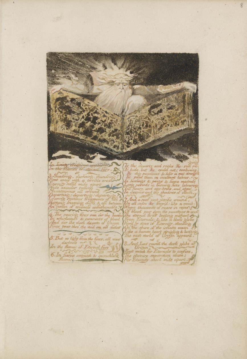 Nelle creazioni viventi apparve..., tavola 8 da Il primo libro di Urizen, 1794 da William Blake