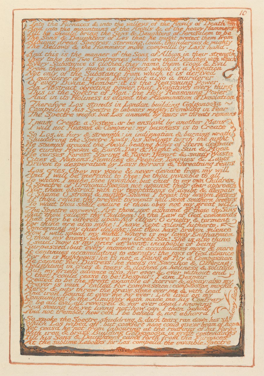 Gerusalemme, Tavola 10, Nei Forni... da William Blake