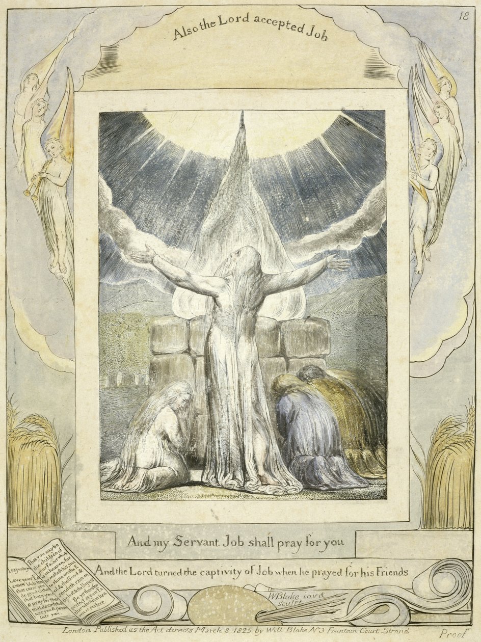 Giobbe che prega (pl.18) dal Libro di Giobbe, c.1793 da William Blake
